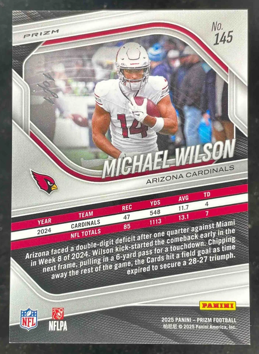 2025 Panini Prizm Black Shimmer Prizm #145 Michael Wilson 1/1 - Image 2