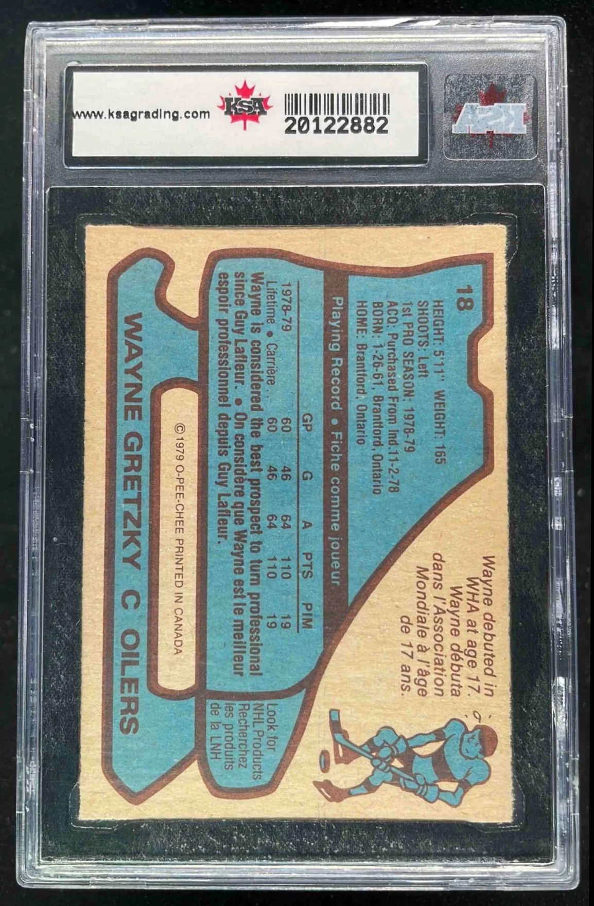 1979-80 O-Pee-Chee #18 Wayne Gretzky RC KSA 8 - Image 2