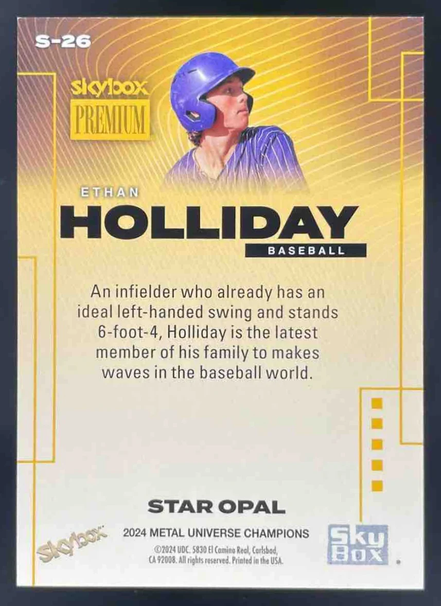 2024 SkyBox Metal Universe Champions Premium Star Opal #S-26 Ethan Holliday /49 - Image 2