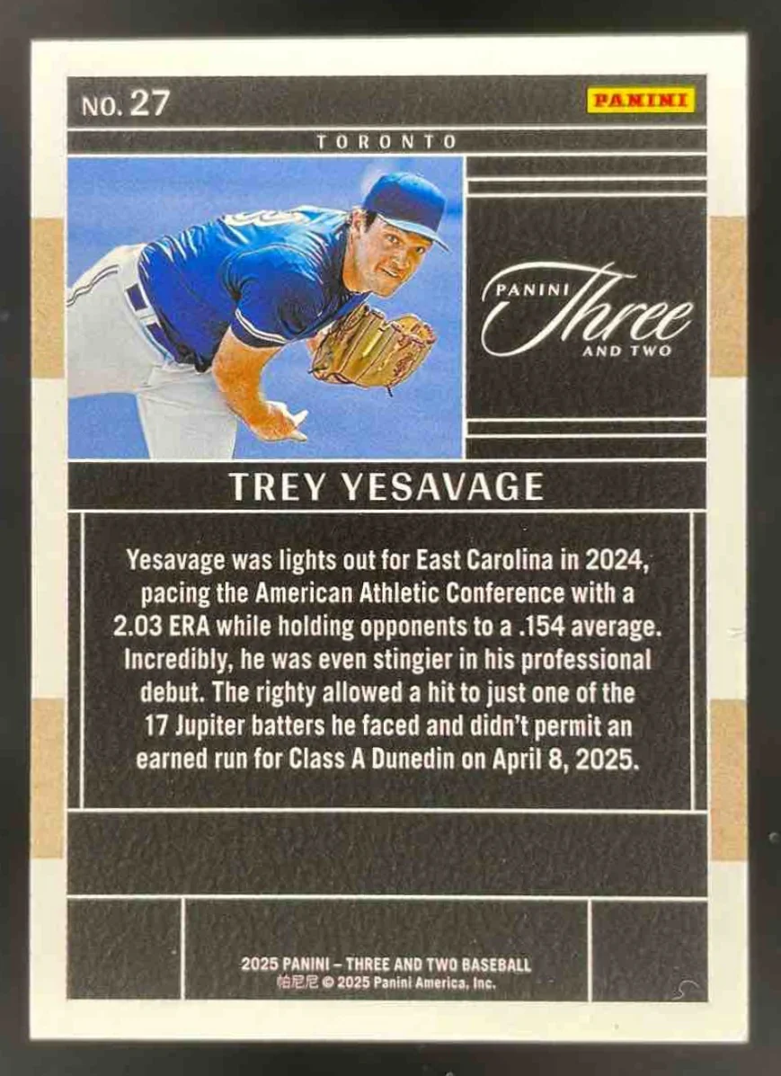 2025 Panini Three and Two #27 Trey Yesavage - Image 2
