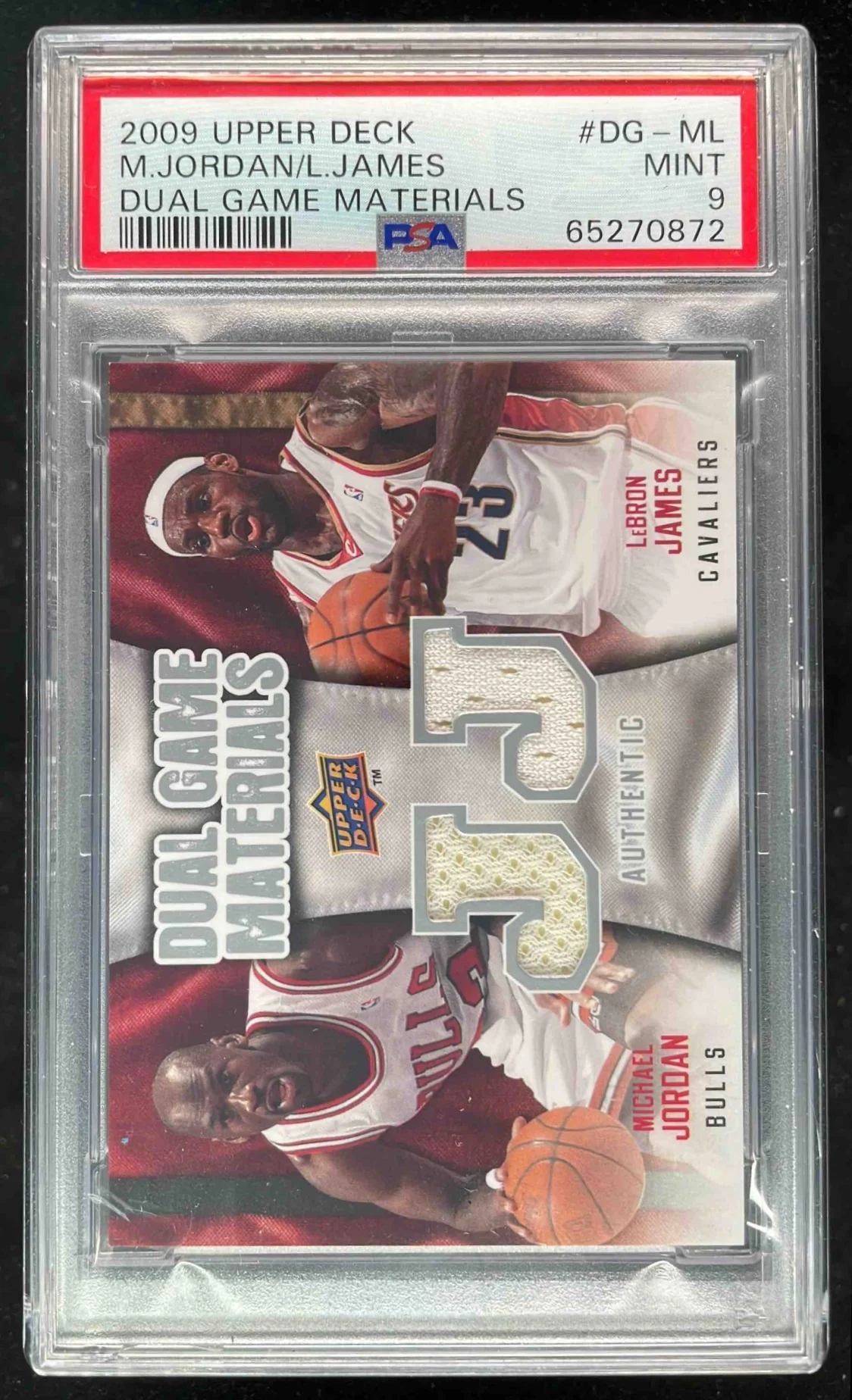 2009-10 Upper Deck Dual Game Materials #DG-ML Michael Jordan LeBron James PSA 9