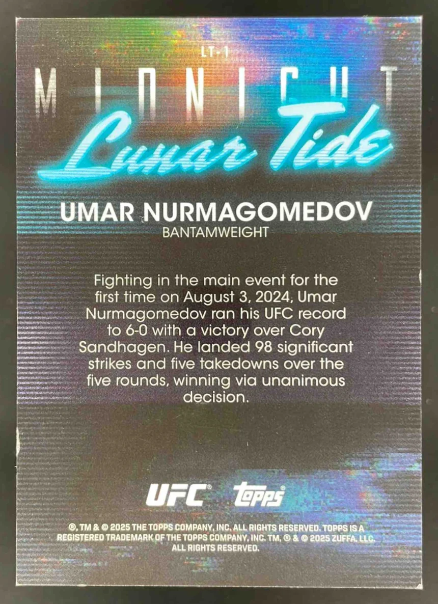 2025 Topps UFC Midnight Lunar Tide Dusk #LT-1 Umar Nurmagomedov /75 - Image 2