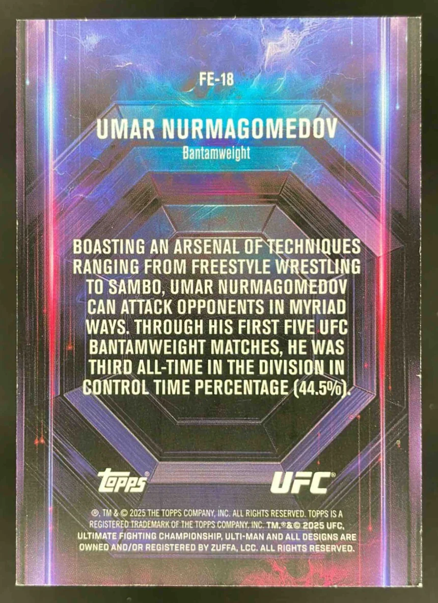 2025 Topps UFC Knockout Ferocity Black #FE-18 Umar Nurmagomedov /10 - Image 2