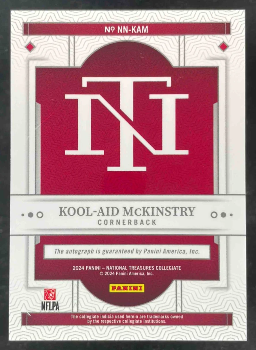 2024 National Treasures Collegiate Notable Nicknames Kool-Aid McKinstry Auto /49 - Image 2