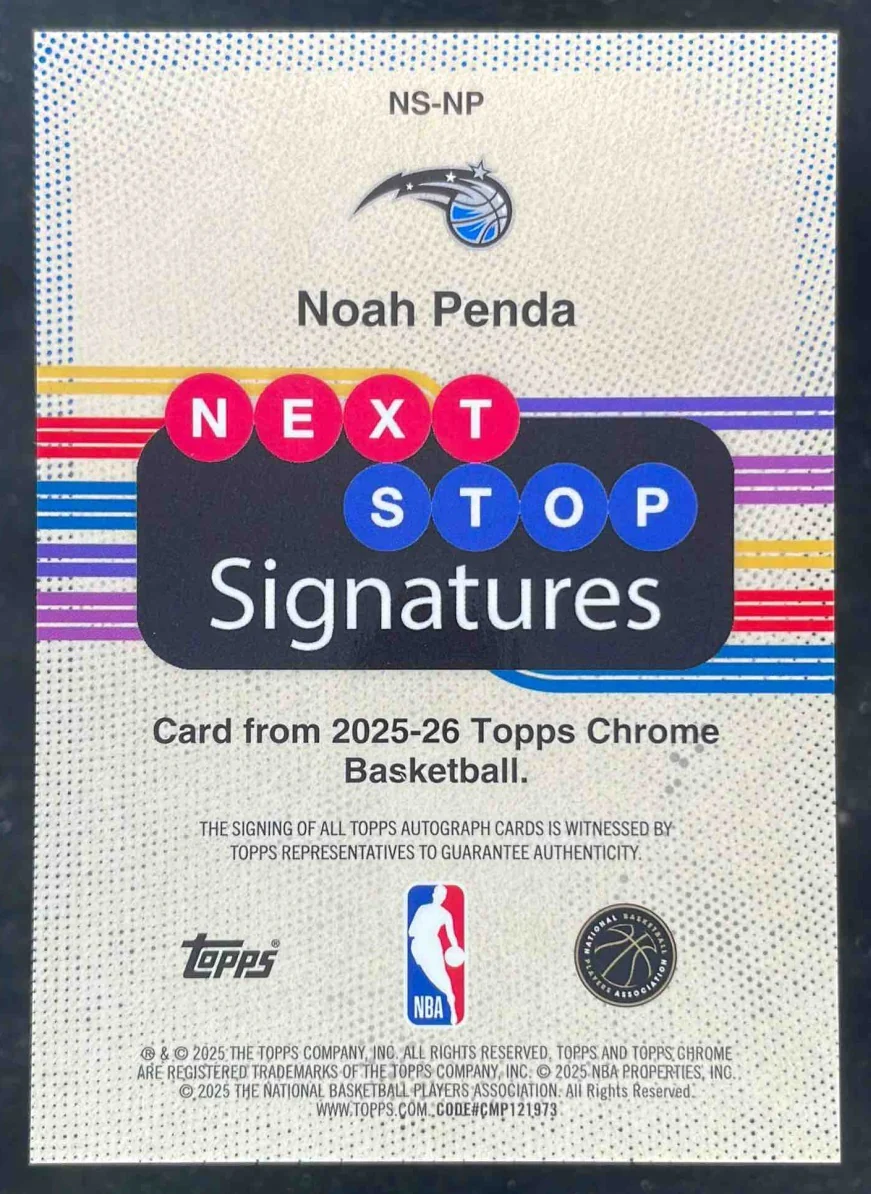 2025-26 Topps Chrome Next Stop Signature Green #NS-NP Noah Penda RC Auto /99 - Image 2