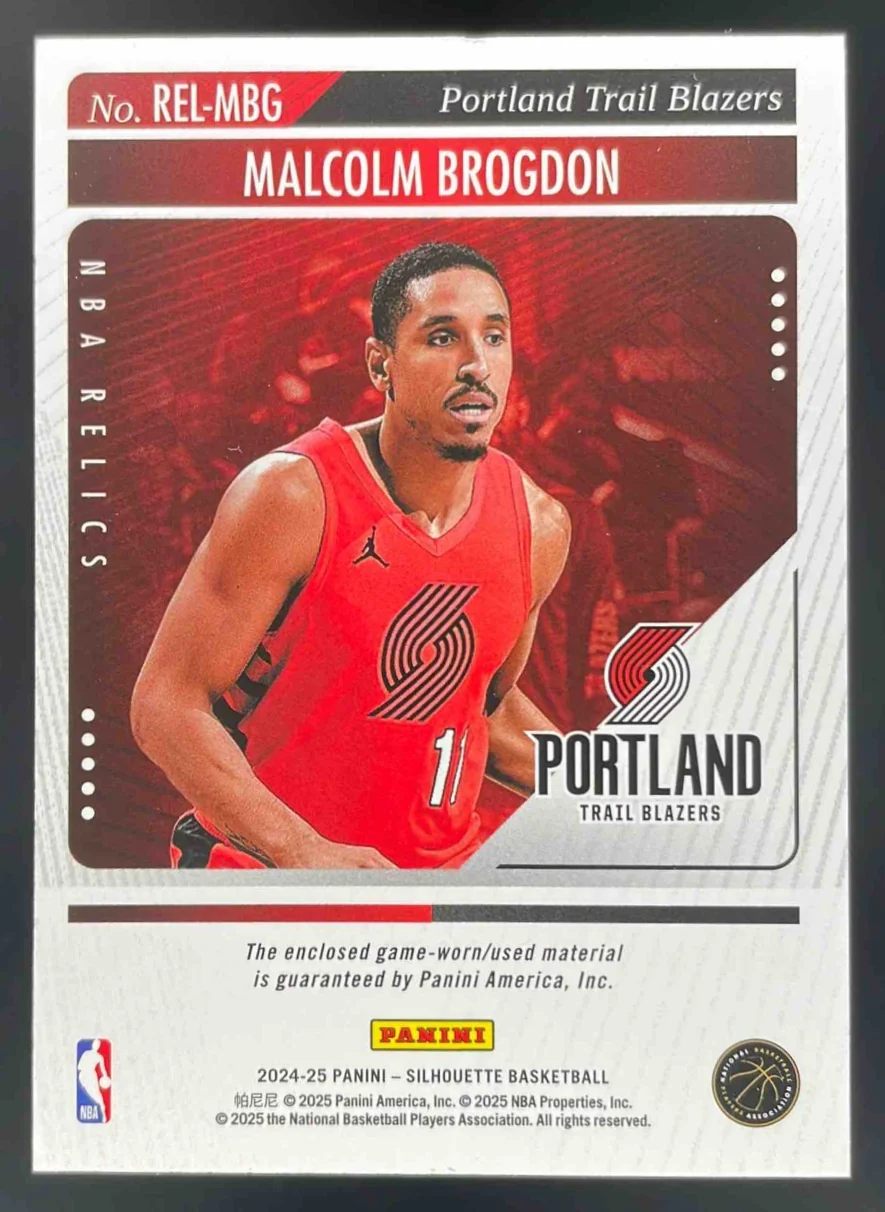 2024-25 Panini Silhouette NBA Relics Holo Silver #82 Malcolm Brogdon /25 - Image 2