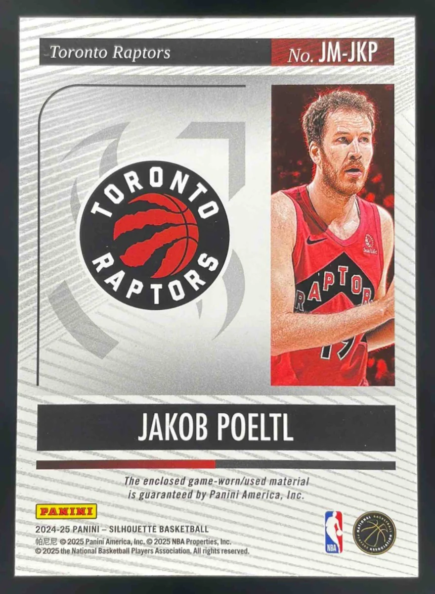 2024 Panini Silhouette Jumbo Memorabilia Holo Platinum #JM-JKP Jakob Poeltl /3 - Image 2