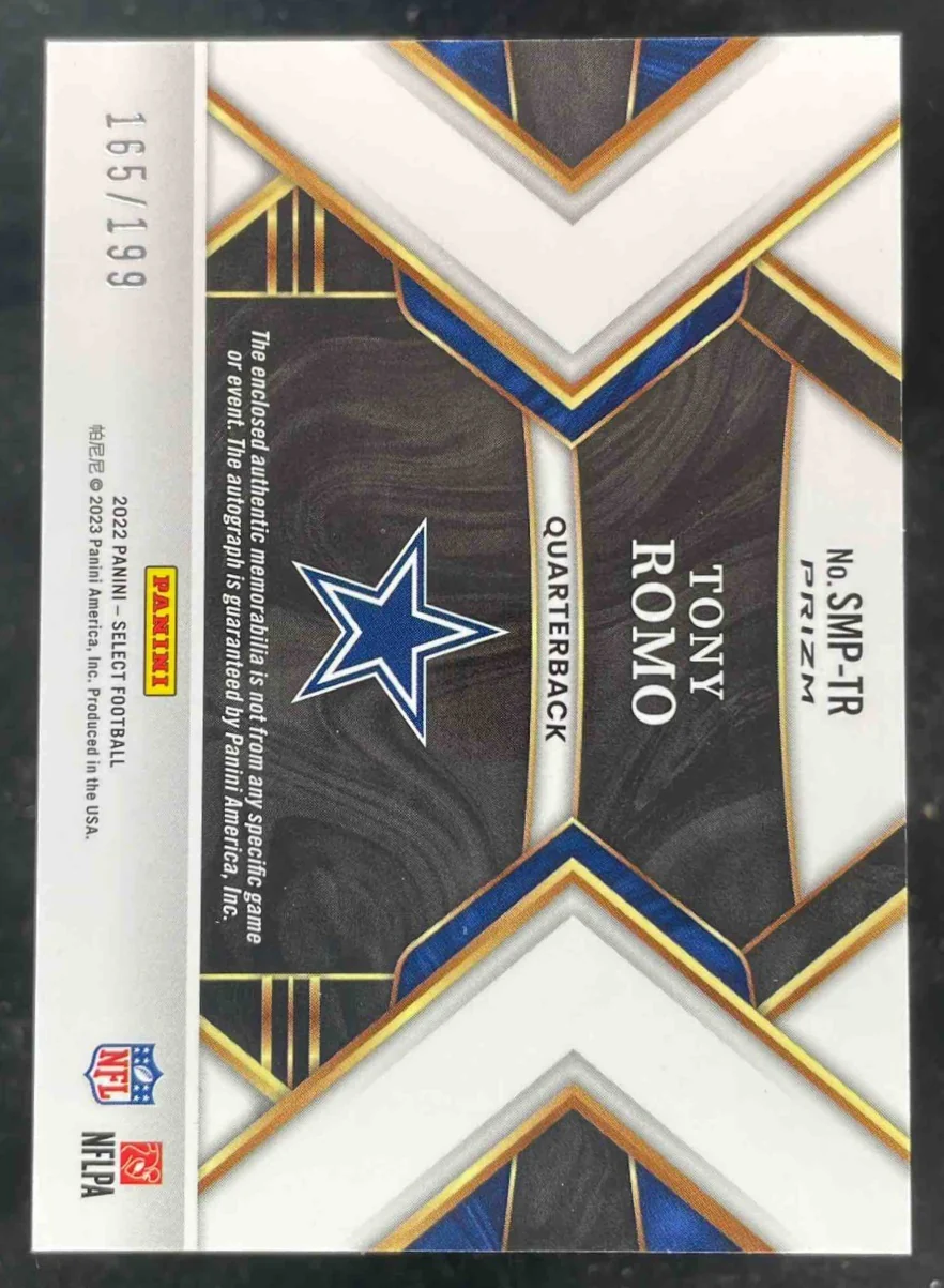 2022 Panini Select Signature Memorabilia Prizm #SMP-TR Tony Romo Auto /199 - Image 2
