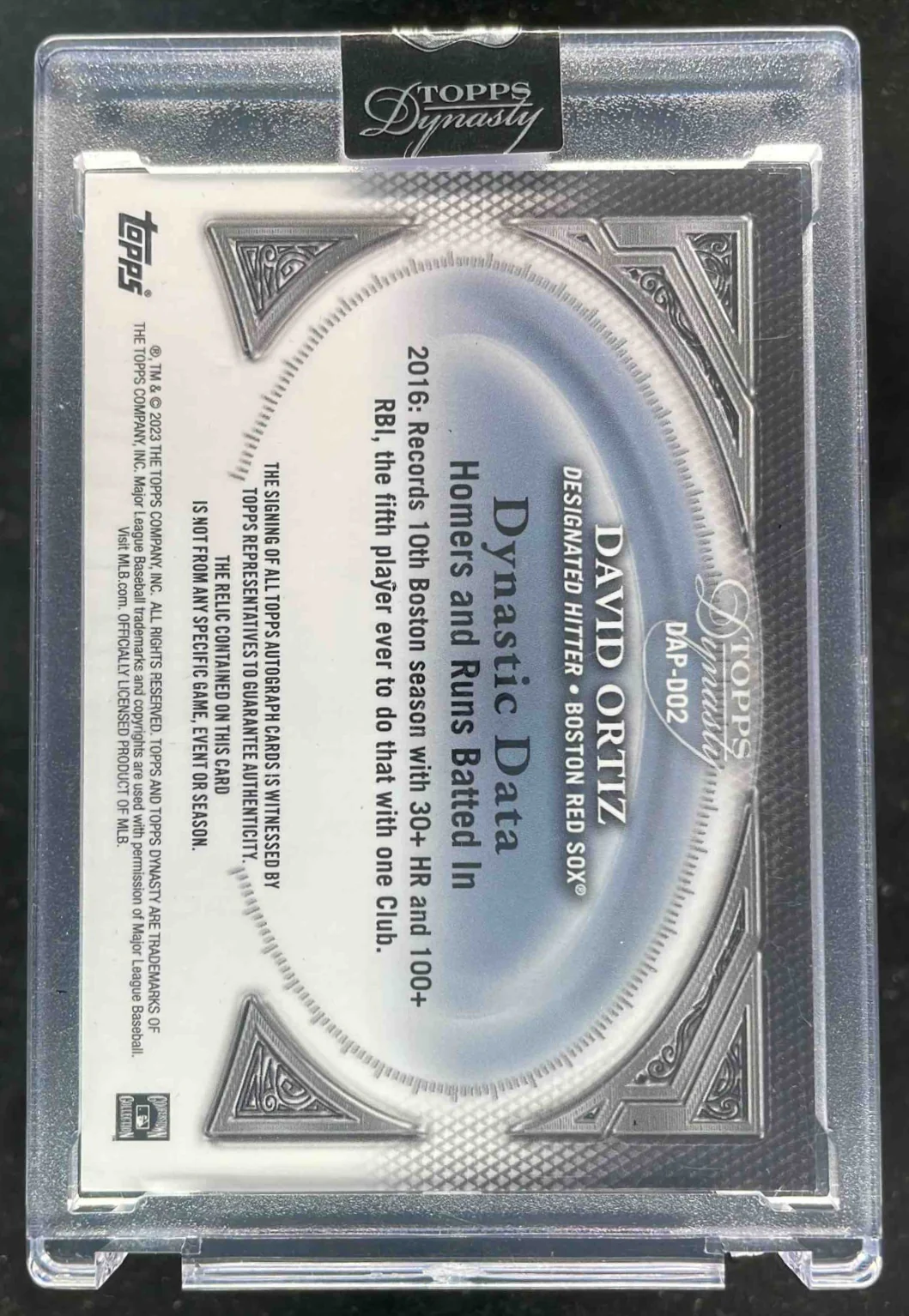 2023 Topps Dynasty Autographed Patch Silver #DAP-DO2 David Ortiz Auto /5 - Image 2