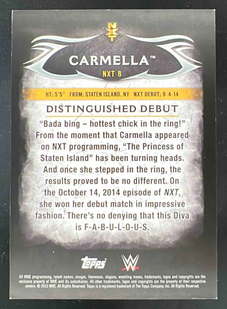 2015 Topps WWE Undisputed NXT Prospects Silver #NXT-8 Carmella /25 - Image 2