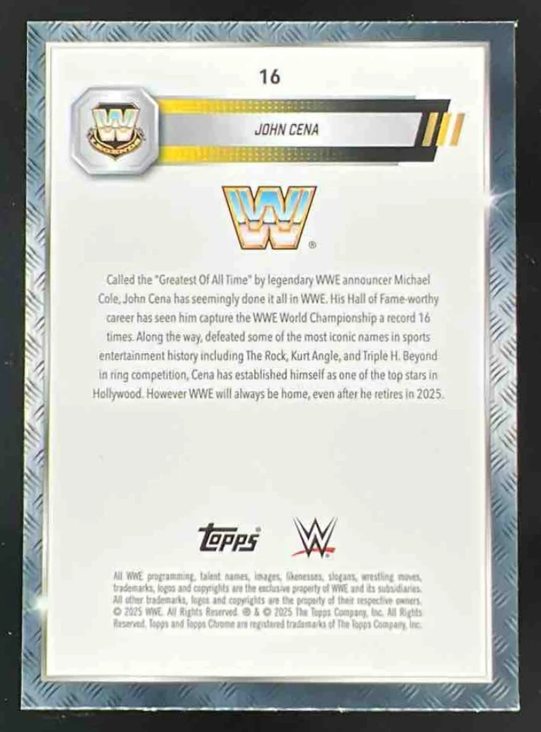 2025 Topps Chrome WWE Blue Geometric Refractors #16 John Cena /99 - Image 2