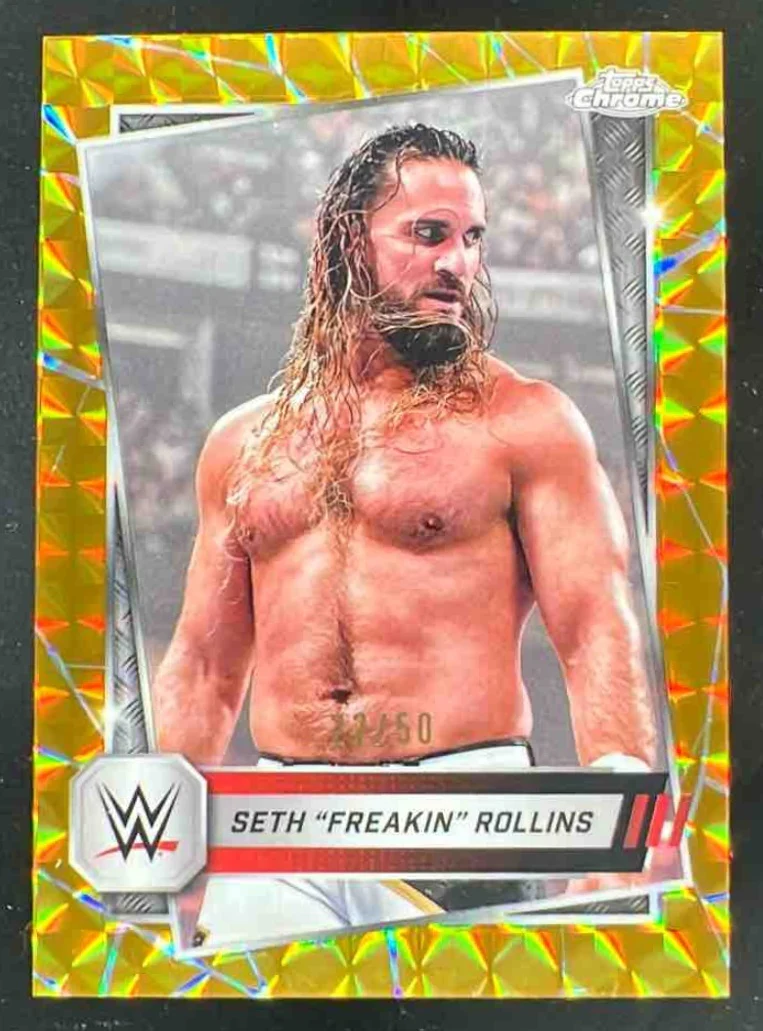 2025 Topps Chrome WWE Gold Geometric Refractors #5 Seth Freakin Rollins /50