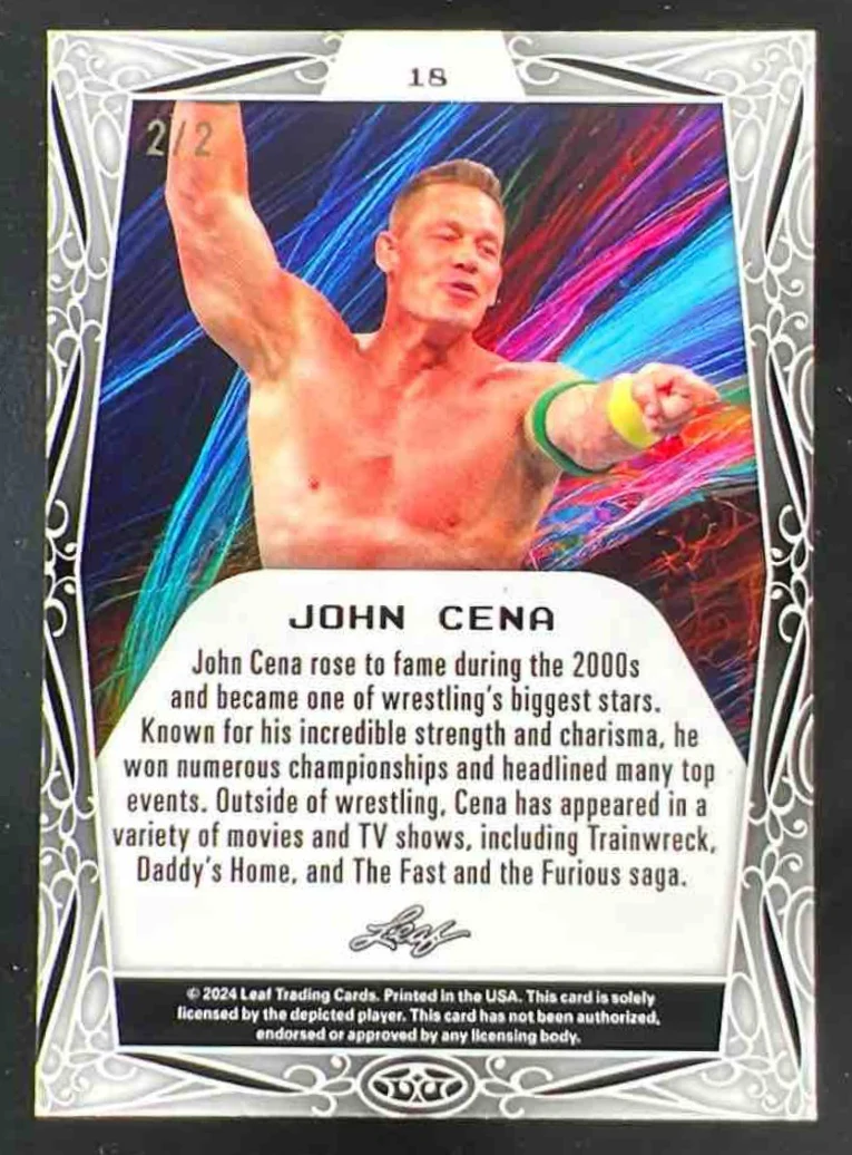 2024 Leaf Metal Legends Black Crystal #18 John Cena /2 - Image 2