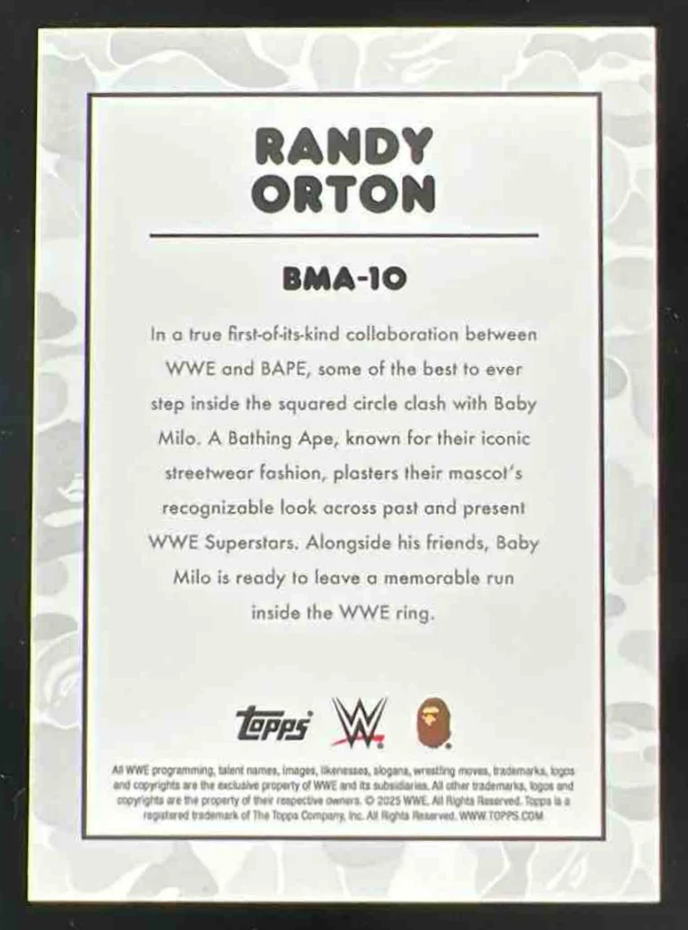 2025 Topps WWE x Bape Baby Milo Camo #10 Randy Orton - Image 2