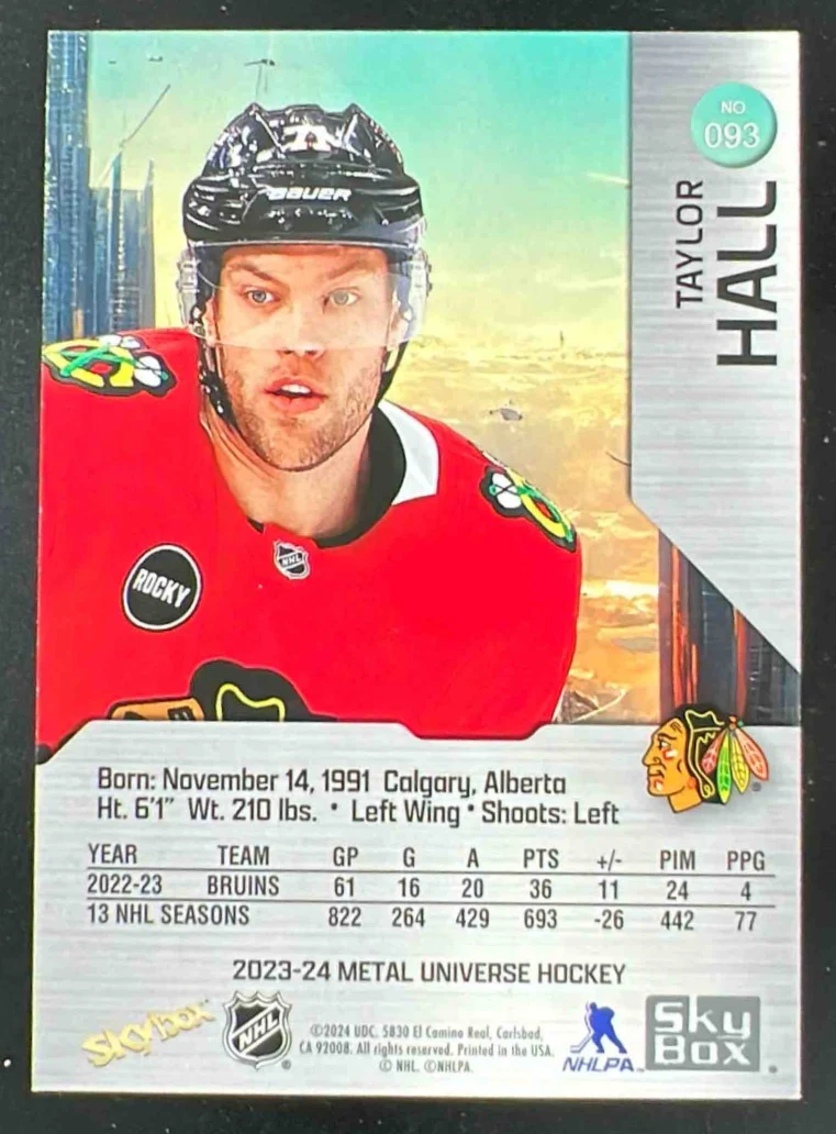 2023-24 Skybox Metal Universe Precious Metal Gems Red #93 Taylor Hall /100 - Image 2