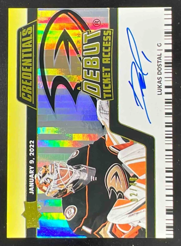2024 UD Credentials Horizontal Debut Ticket Access Yellow Lukas Dostal Auto /49