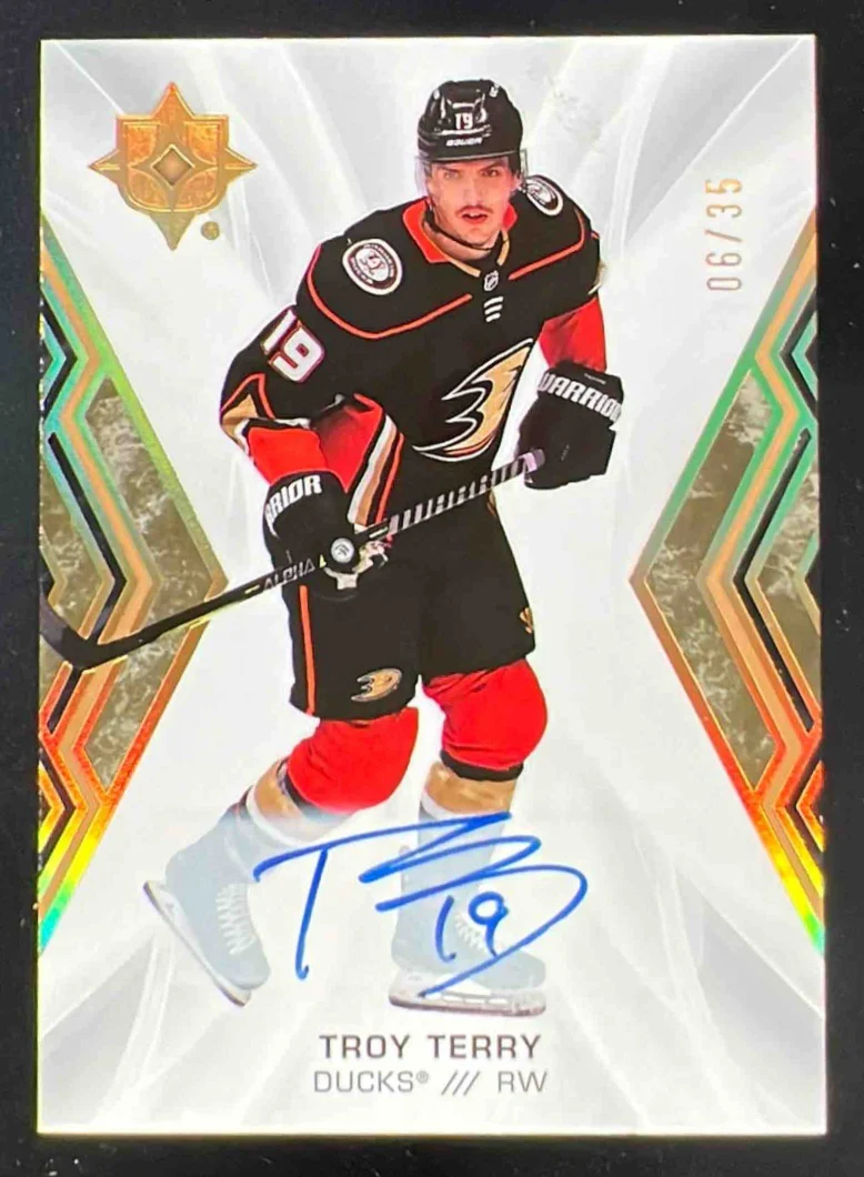 2021-22 Upper Deck Ultimate Collection Gold #38 Troy Terry Autograph Auto /35