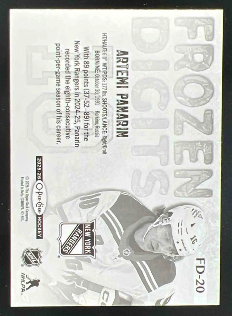 2025-26 Upper Deck O-Pee-Chee Frozen Digits #FD-20 Artemi Panarin - Image 2