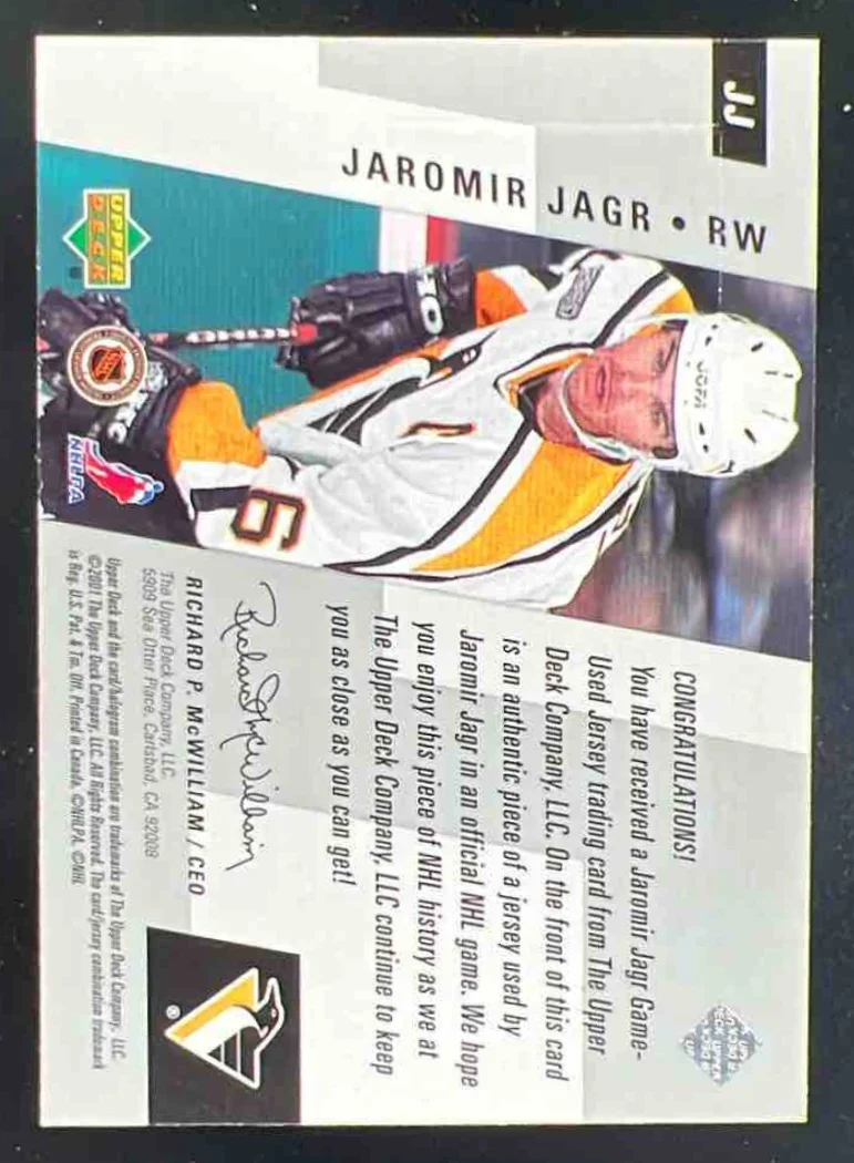 2000-01 Upper Deck Game Jerseys Series One #JJ Jaromir Jagr MEM - Image 2