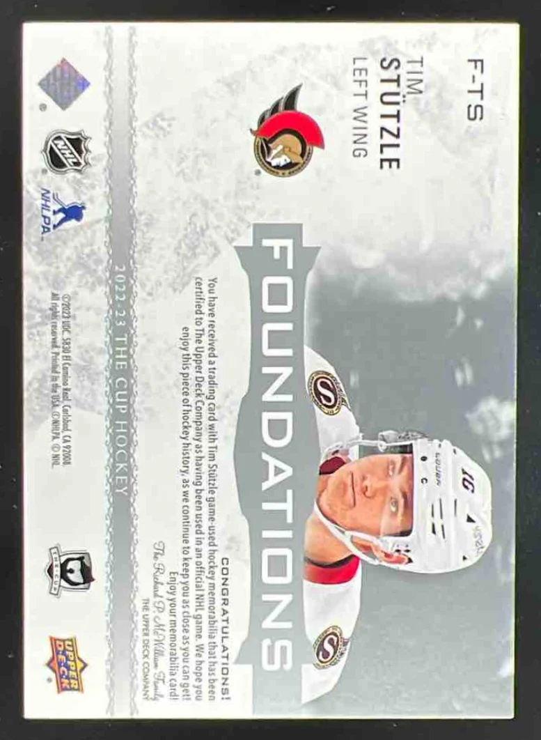 2022-23 Upper Deck The Cup Foundations Quad Jersey #F-TS Tim Stutzle /49 - Image 2