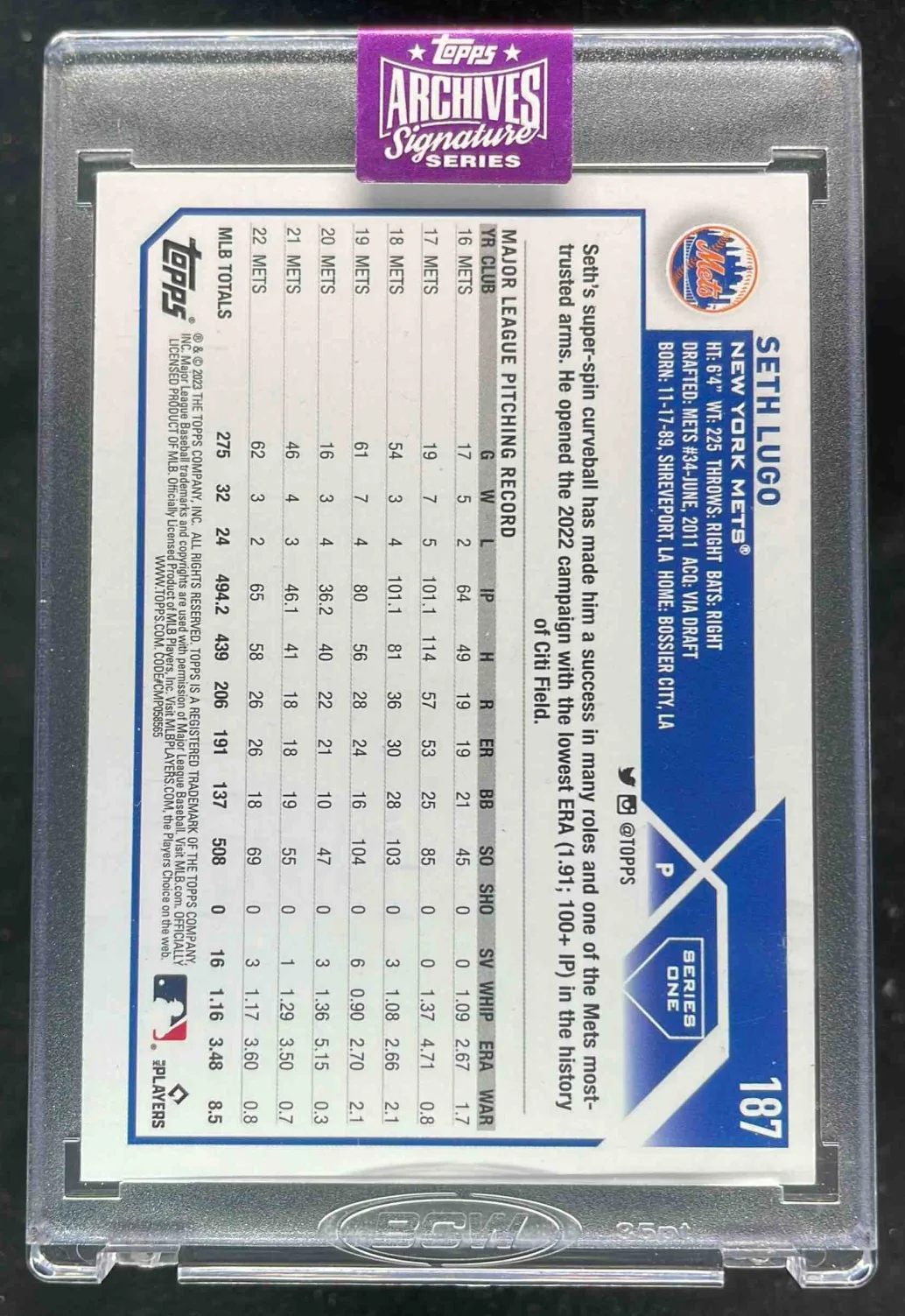 2025 Topps Archives Signature Series Autograph Seth Lugo Auto /5 - Image 2