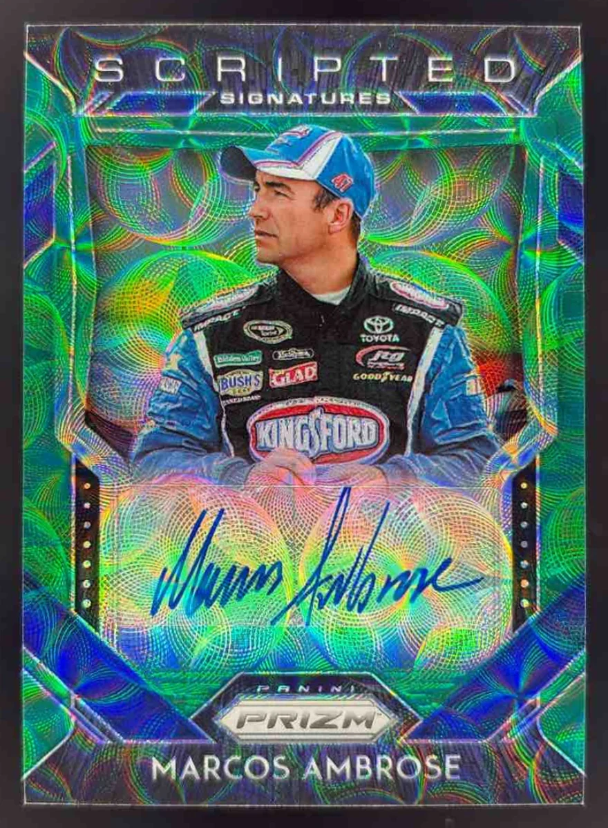 2020 Panini Prizm Scripted Signatures Green Scope #SS-MA Marcos Ambrose Auto /75