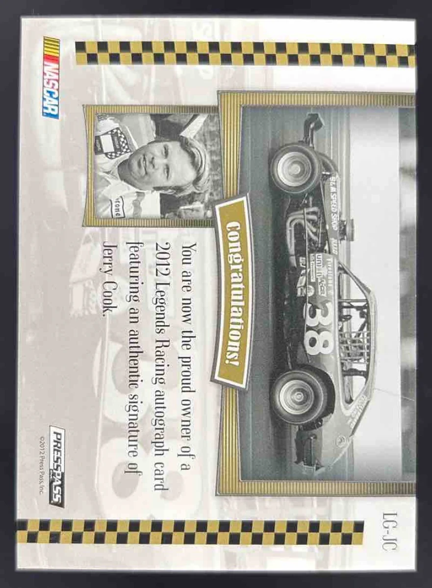 2012 Press Pass Legends Autograph #LC-JC Jerry Cook Auto /99 - Image 2