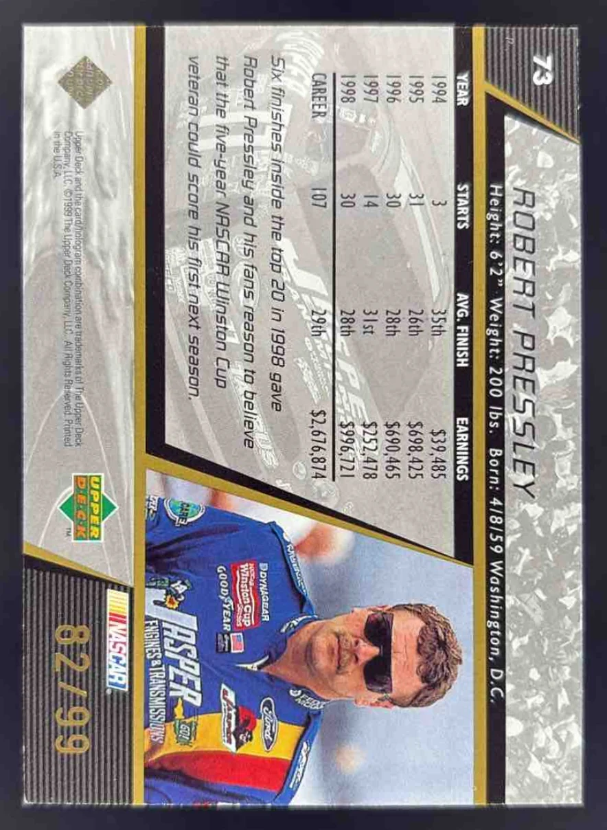 1999 Upper Deck Victory Circle UD Exclusives #73 Robert Pressley /99 - Image 2