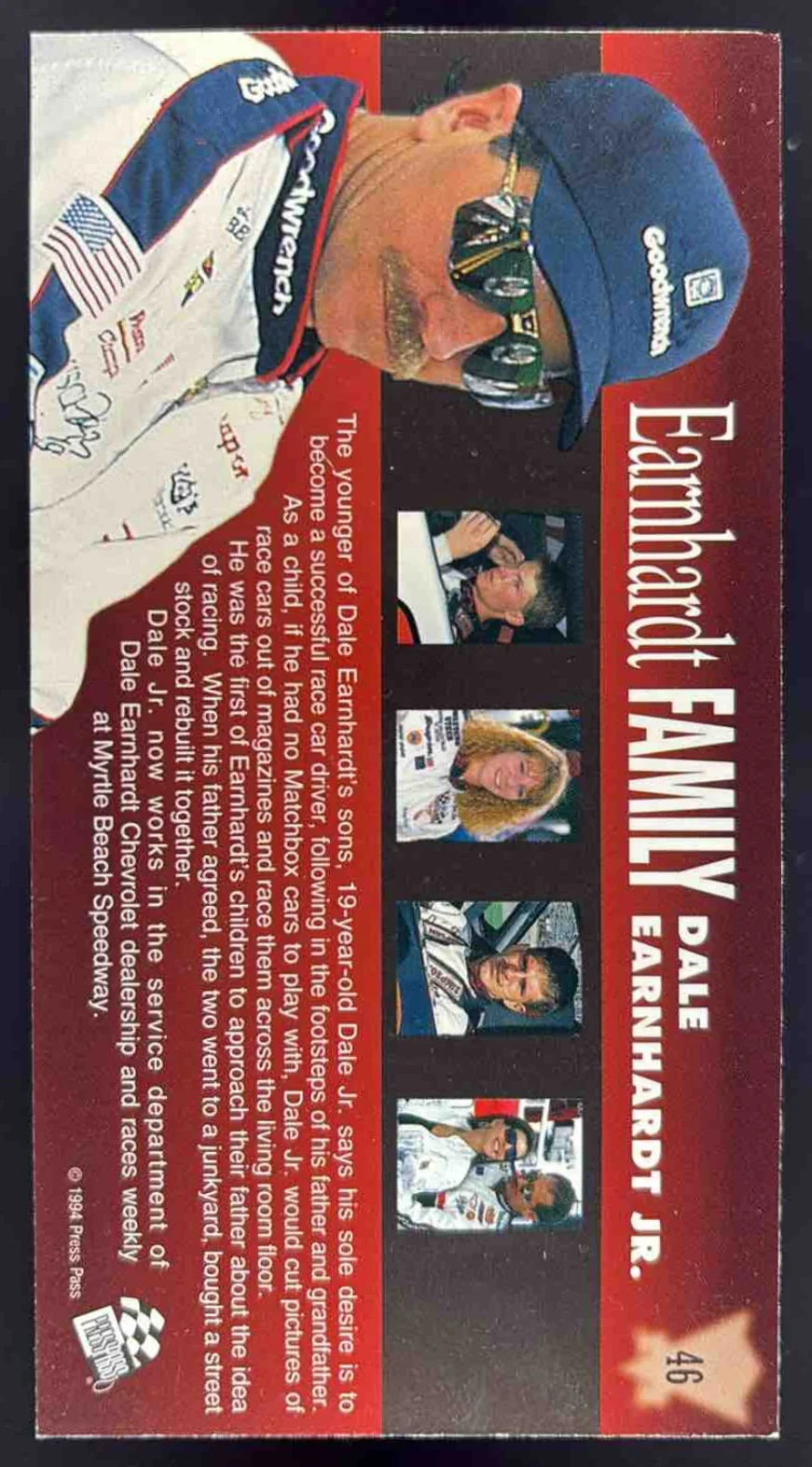 1994 Press Pass Family Racing Red #46 Dale Earnhardt Sr Jr - Image 2