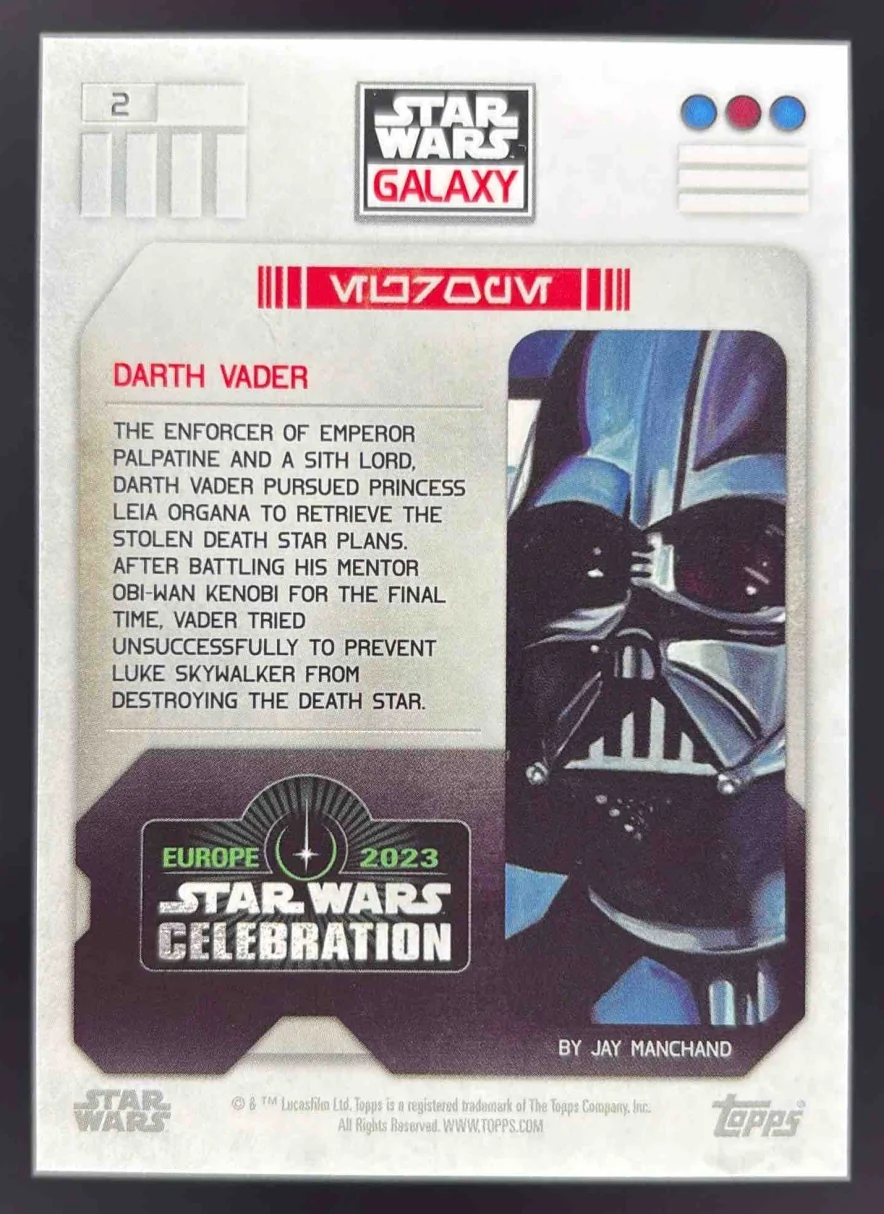 2023 Topps Star Wars Galaxy Wars Celebration Europe 2023 #2 Darth Vader - Image 2