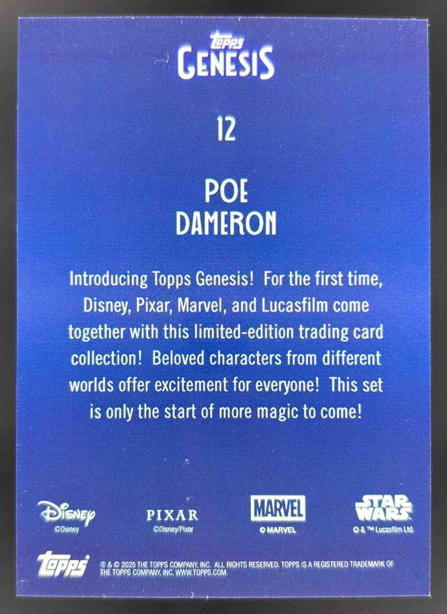 2025 Topps Disney Genesis #12 Poe Dameron /99 - Image 2