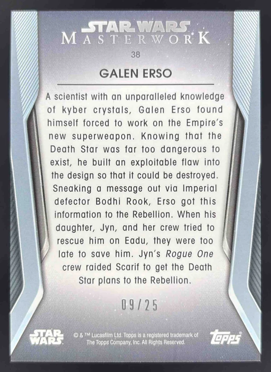 2021 Topps Star Wars Masterwork Red #38 Galen Erso /25 - Image 2