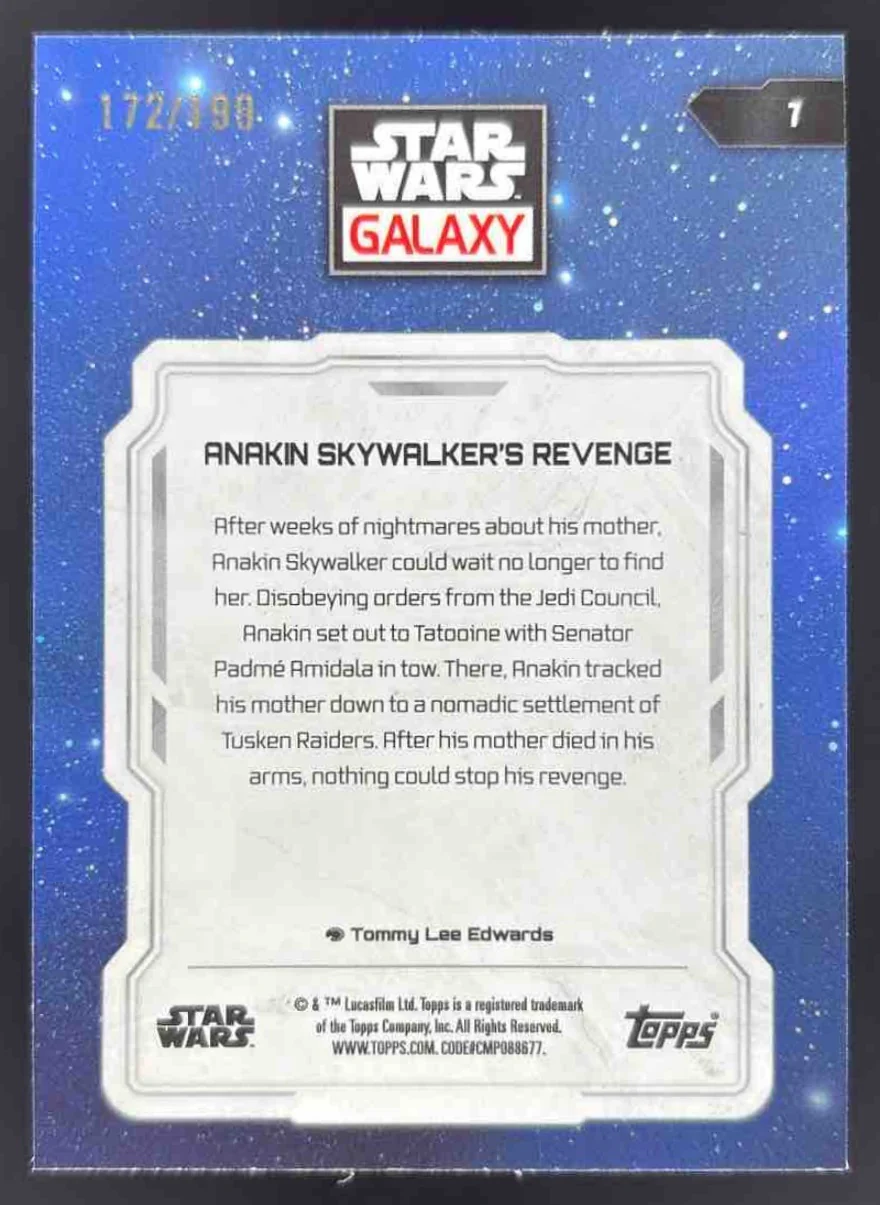 2024 Topps Chrome Star Wars Galaxy Aqua Sonar #7 Anakin Skywalker s Revenge /199 - Image 2