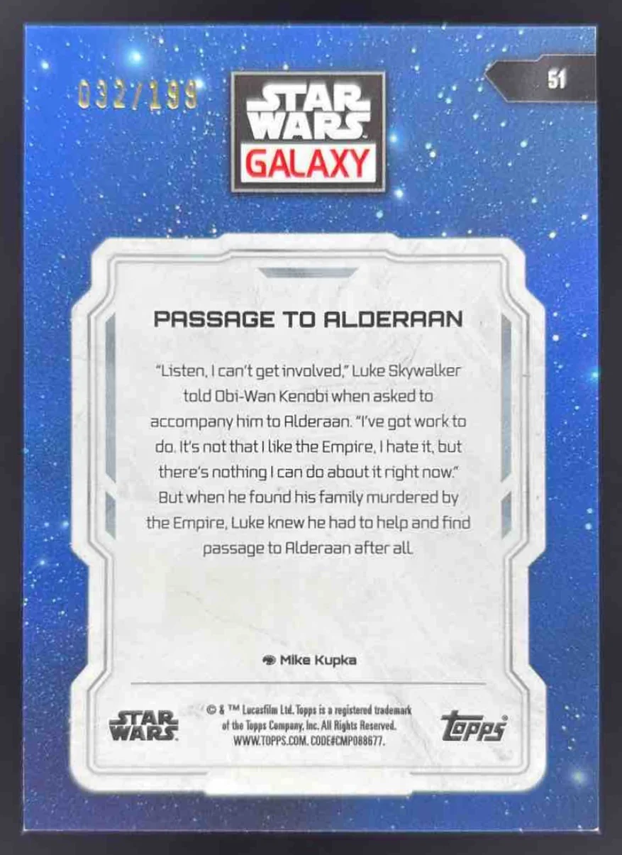 2024 Topps Chrome Star Wars Galaxy Aqua Refractor #51 Passage to Alderaan /199 - Image 2