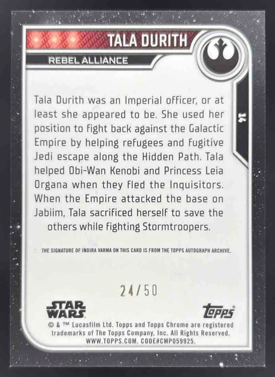 2023 Topps Chrome Star Wars Gold #14 Tala Durith Auto /50 - Image 2