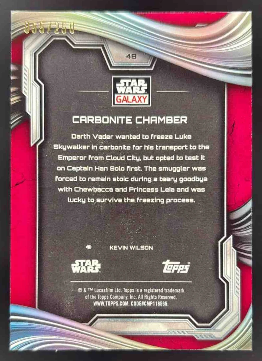 2025 Topps Chrome Star Wars Galaxy Magenta Lava #48 Carbonite Chamber /250 - Image 2