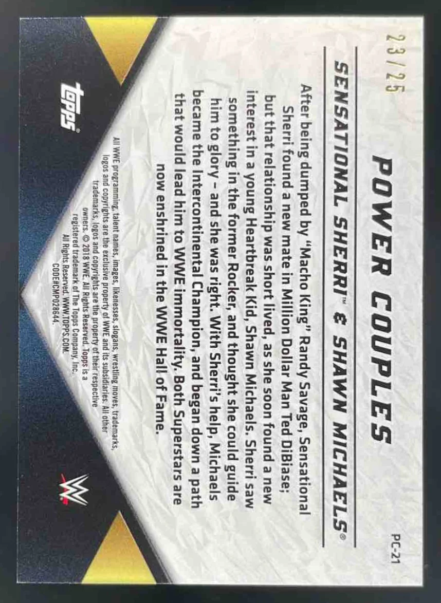 2018 Topps WWE Women's Power Couples Blue Sensational Sherri Shawn Michaels /25 - Image 2