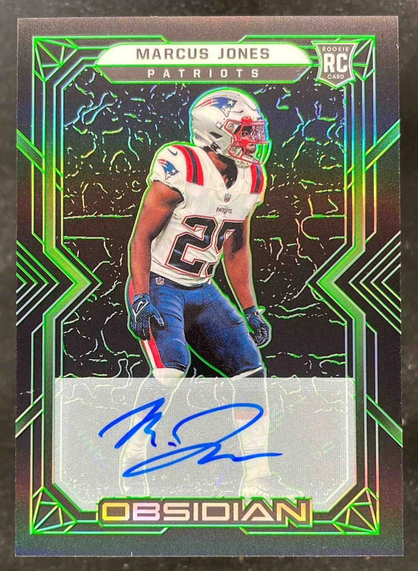 2022 Panini Obsidian Rookie Autos Electric Green #193 Marcus Jones RC Auto /50