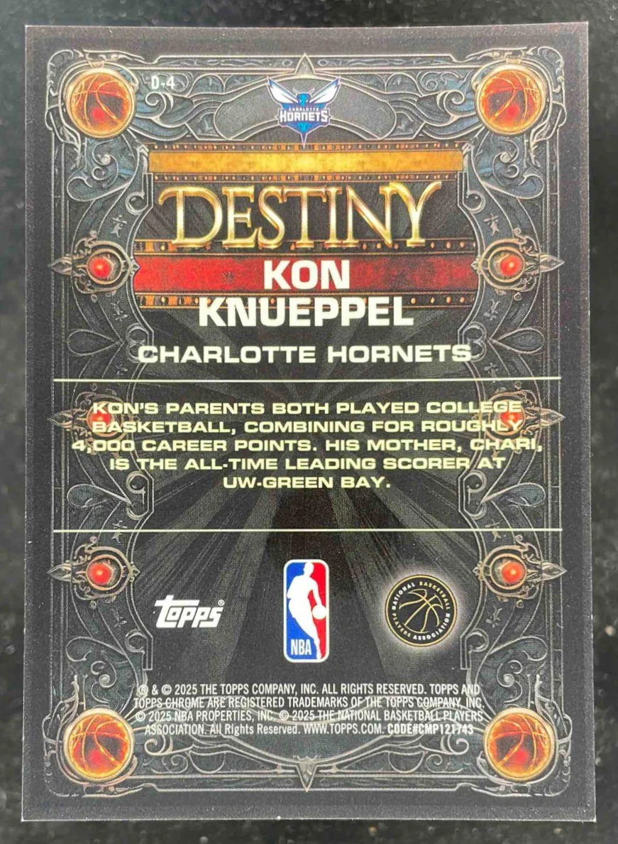 2025-26 Topps Chrome Destiny Geometric Green Refractor #D-4 Kon Knueppel RC /99 - Image 2
