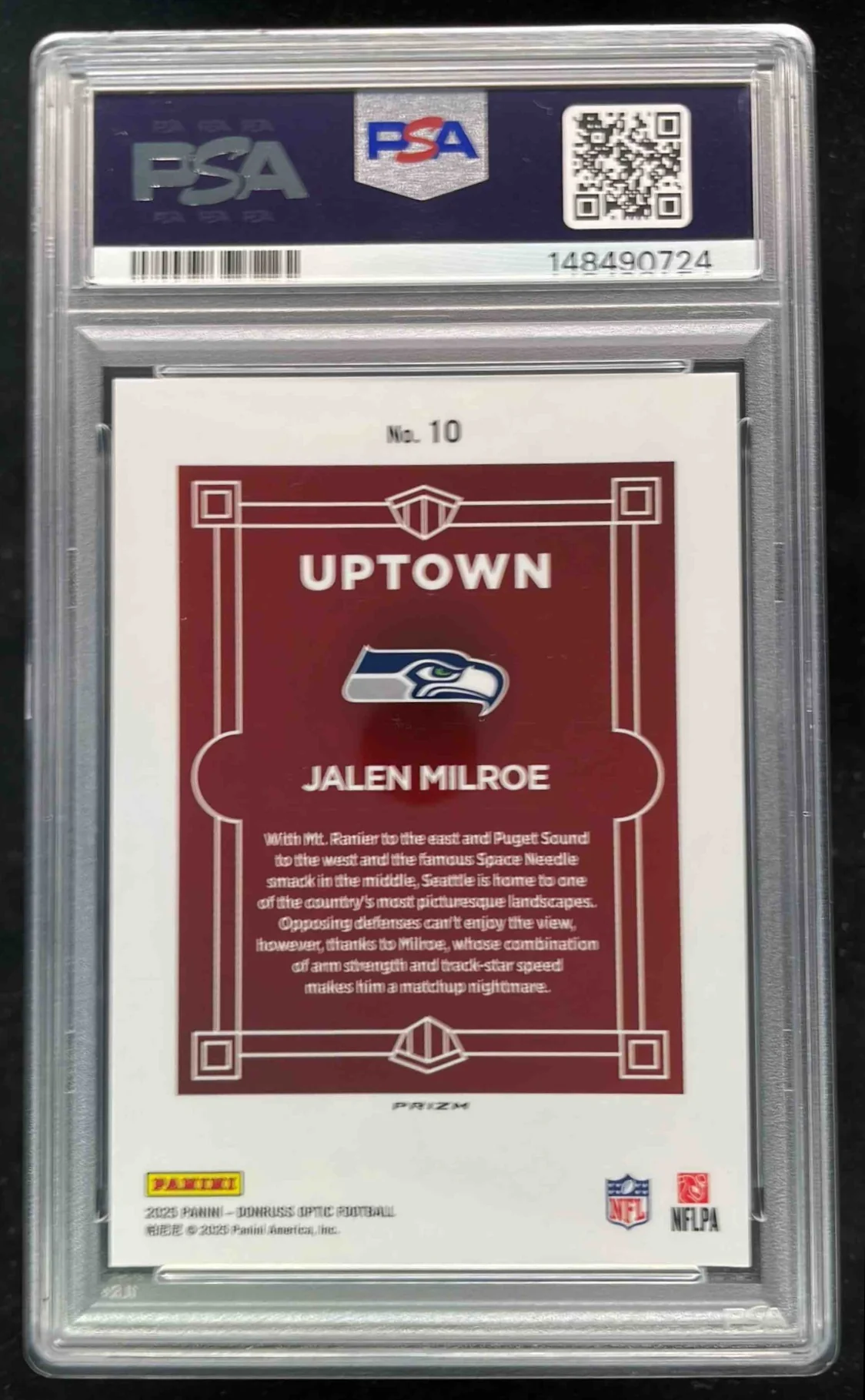2025 Panini Donruss Optic Uptown #10 Jalen Milroe RC PSA 9 - Image 2