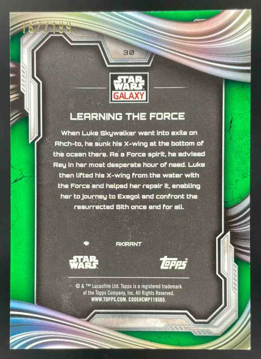 2025 Topps Chrome Star Wars Galaxy Green Shimmer #30 Learning the Force /199 - Image 2