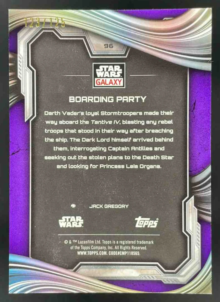2025 Topps Chrome Star Wars Galaxy Purple Speckle #96 Boarding Party /125 - Image 2