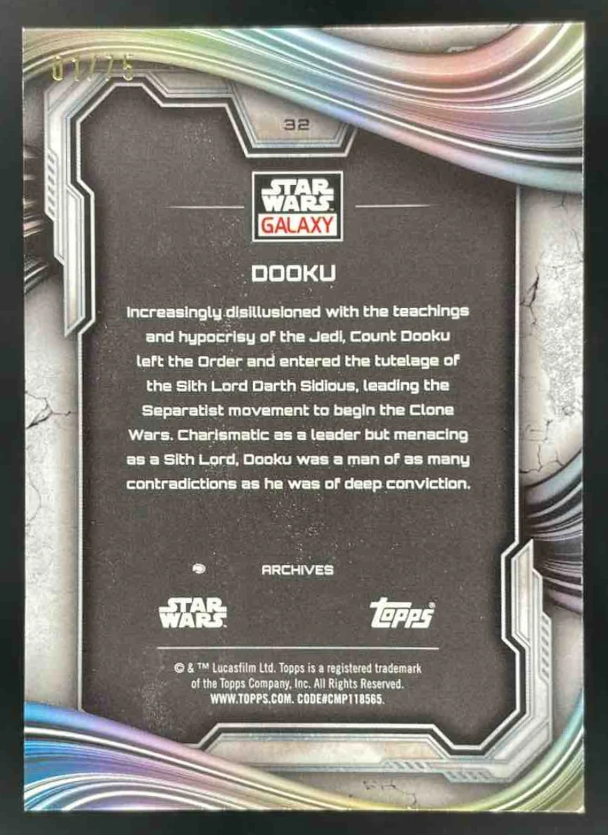 2025 Topps Chrome Star Wars Galaxy Prism Refractor #32 DOOKU /75 - Image 2
