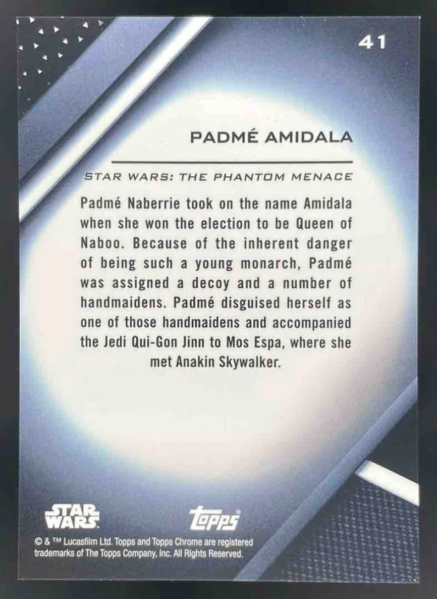 2022 Topps Chrome Black Star Wars #41 Padme Amidala - Image 2