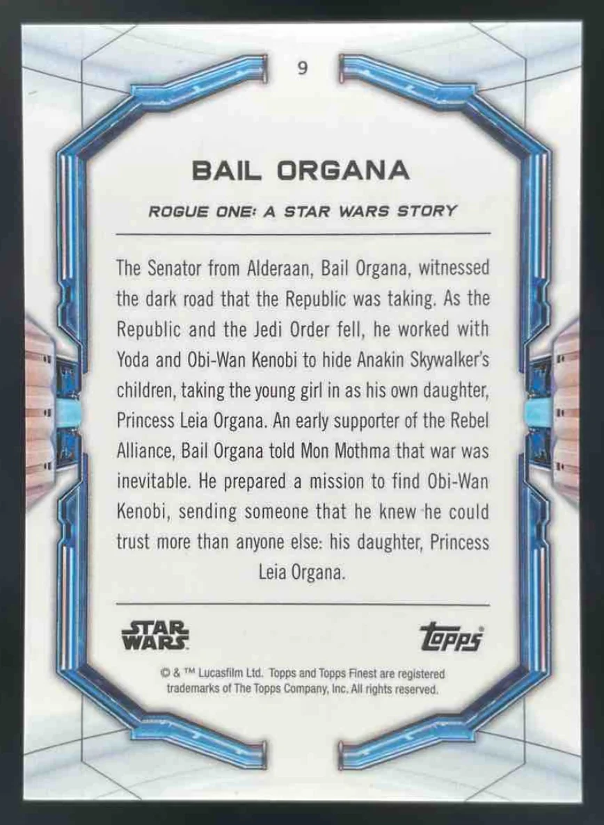2022 Topps Finest Star Wars Gold #9 Bail Organa /50 - Image 2