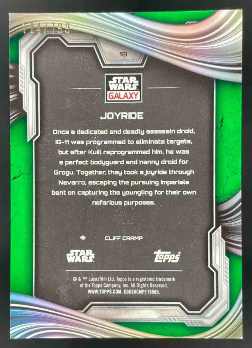 2025 Topps Chrome Star Wars Galaxy Green Shimmer Refractor #18 Joyride /199 - Image 2