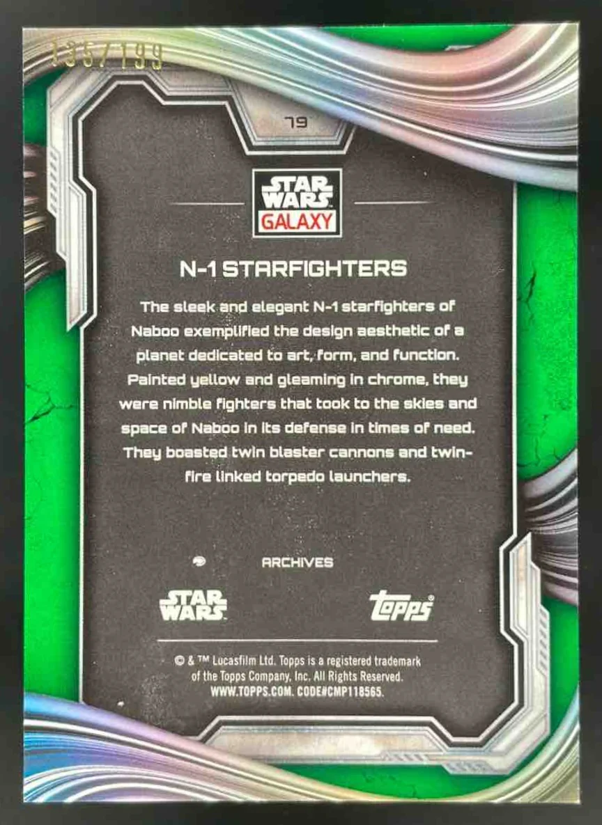 2025 Topps Chrome Star Wars Galaxy Green Shimmer #79 N-1 Starfighters /199 - Image 2
