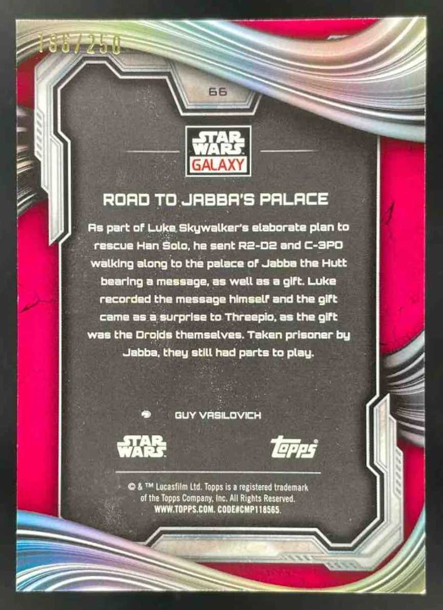 2025 Topps Chrome Star Wars Galaxy Magenta Lava #66 Road to Jabba's Palace /250 - Image 2