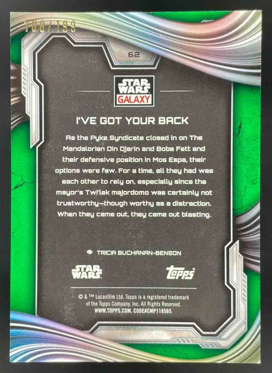 2025 Topps Chrome Star Wars Galaxy Green Shimmer #62 I've Got Your Back /199 - Image 2