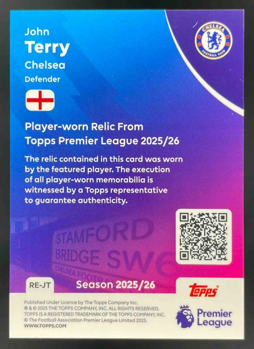 2025-26 Topps Premier League Premier Relics #RE-JT John Terry MEM - Image 2